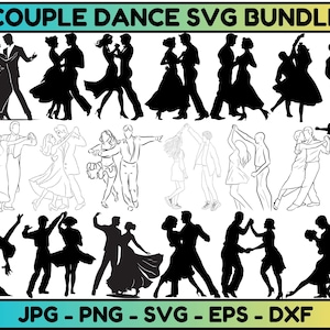 Couple Dancing Svg, Couple Dancing Silhouette, Couple Vector, Couple Cut File, Jpeg, Png