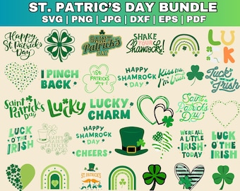 St Patricks Day SVG Bundle: Shamrock & Clover Designs (Digital)