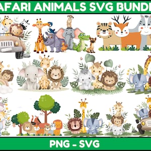Safari animals watercolor clipart \ Safari animals jpg \ Safari animals png \ baby shower jpg\ cute animals png \ safari animals