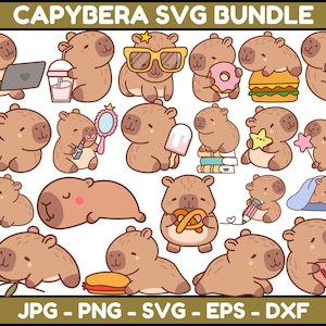 Capybara SVG Bundle,Kawaii Capybara Clipart,Instant Digital Download for Cricut & Silhouette,High-Quality Printing,Animal