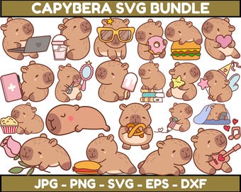 Kawaii Capybara Clipart: SVG Bundle for Cricut & Silhouette (Digital Download)