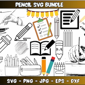 Pencil Svg, Pencil layered Png, Vector Pencil, School Pencil Svg, School Svg, Pencil Clipart, Pencil Cut File, Instant Download, Silhouette