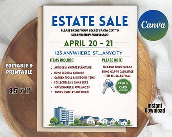 Estate Flyer Template: Customizable Canva Design (Digital Download)