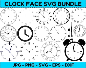 Pacchetto SVG con quadranti di orologio: numeri romani, file di taglio Silhouette Cricut (download digitale)