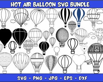 Hot Air Balloon SVG Bundle: Clipart Vector Graphics (Instant Download)