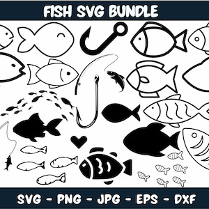 Fish SVG Bundle, Fish PNG Bundle, Fish Clipart, Fish SVG Cut Files for Cricut, Tropical Fish Svg, Fish Silhouette, Fish Vector
