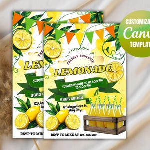 Editable Lemonade Stand Signage Template | Lemonade stand poster | Printable summer fundraiser flyer | Canva Template | Instant Download