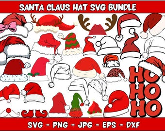 Santa Hat SVG Bundle: Christmas Cut Files (Digital Download)