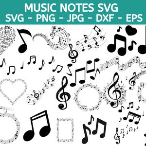 MUSIKNOTEN SVG, Musiknoten Bundle SVG, Musiknoten Clipart, Musiknoten Schnittdateien für Cricut, Musiknoten Vektor
