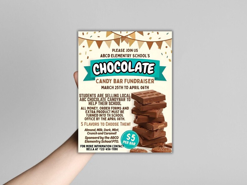 Editable Chocolate Fundraiser Flyer: School PTA Event (digital Download ...