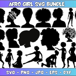 Afro Woman Svg Bundle, Afro Girl Svg, Black Woman Svg, Black Woman Silhouette, Afro Hair Svg, Afro Queen Svg, Afro Woman Cut File For Circut