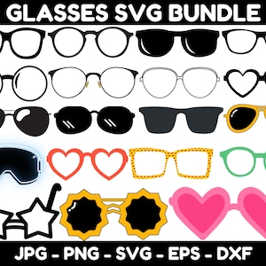 Glasses SVG, Glasses Silhouette PNG, Glasses Shapes, Vintage Glasses, Round Glasses, Glasses Props, Cake Cupcake Topper, Digital Download
