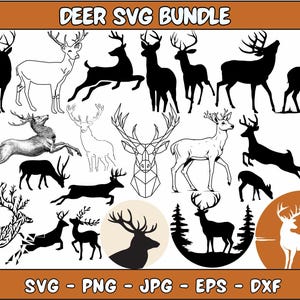 Deer SVG Bundle, Deer Hunting SVG, Deer png, Deer vector, Deer cut files, Deer head svg, Deer antlers svg