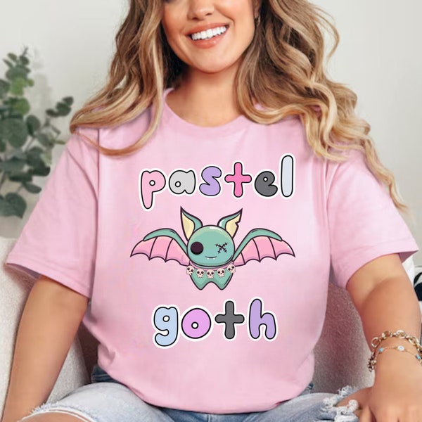 Pastel Goth T-Shirt, Pastel Grunge, Kawaii Goth, Soft Grunge, Nu Goth, Witchy Clothing, Goth Clothing, Gift for Goth, Cute Bat Tee, Gothic