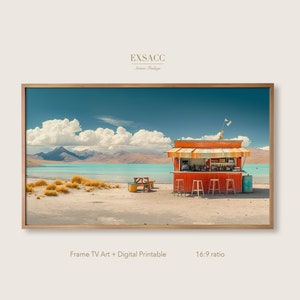 Retro bar Samsung Frame TV Art Travel, funziona come sfondo del desktop, include arte murale stampabile