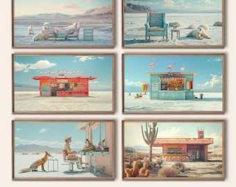 Travel Samsung Frame TV Art Bundle Landscape staged animals Digital Art Download set of 6