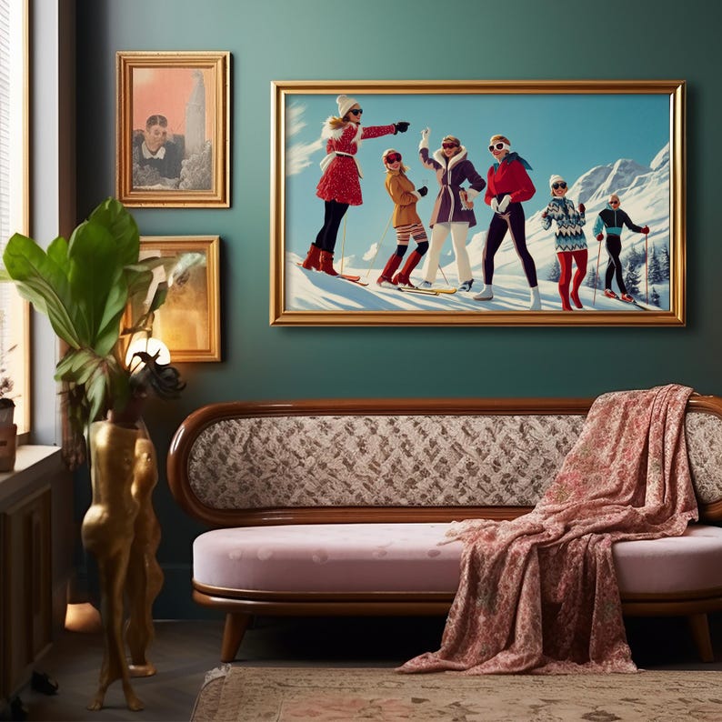 Apres Ski Art, Samsung Frame TV Art Winter, Desktop Wallpaper, Includes