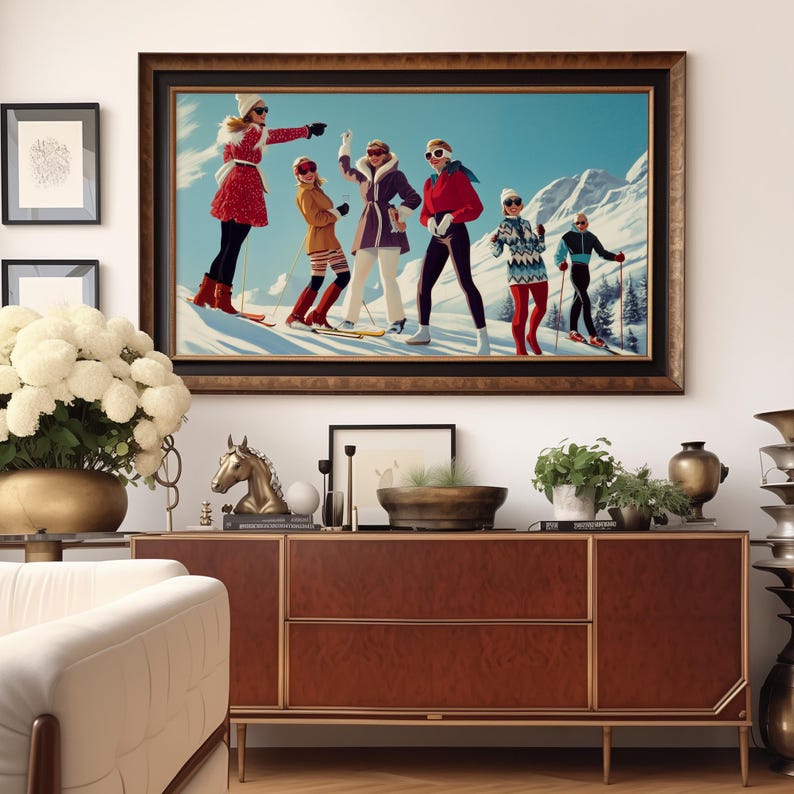 Apres Ski Art, Samsung Frame TV Art Winter, Desktop Wallpaper, Includes