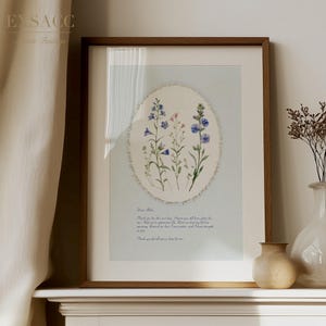 Carta a Alá, arte de pared islámico imprimible, diseño de flores silvestres, tarjeta de oración DIY, decoración de cubículo, regalo musulmán de Eid, descarga digital