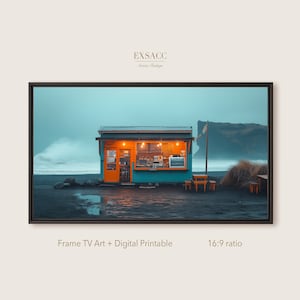 Coffee Bar Samsung Frame TV Art Iceland Beach Desktop Wallpaper, plus High quality printable wall art digital download