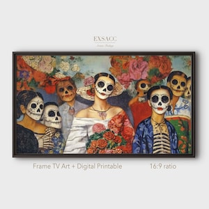 Frame TV Art Halloween, el dia de los muertos digital art instant download