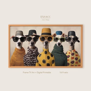 Dog Frame TV Art and Printable: Hounds in Sweaters, Sunglasses (Digital Download)