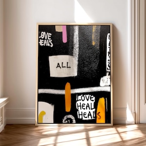 Large Abstract Graffiti Inspire Canvas Wall Art | Ready to Hang Home Decor Gift | Float Frame Options