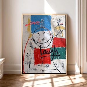 Large Abstract Graffiti Inspire Canvas Wall Art | Ready to Hang Home Decor Gift | Float Frame Options