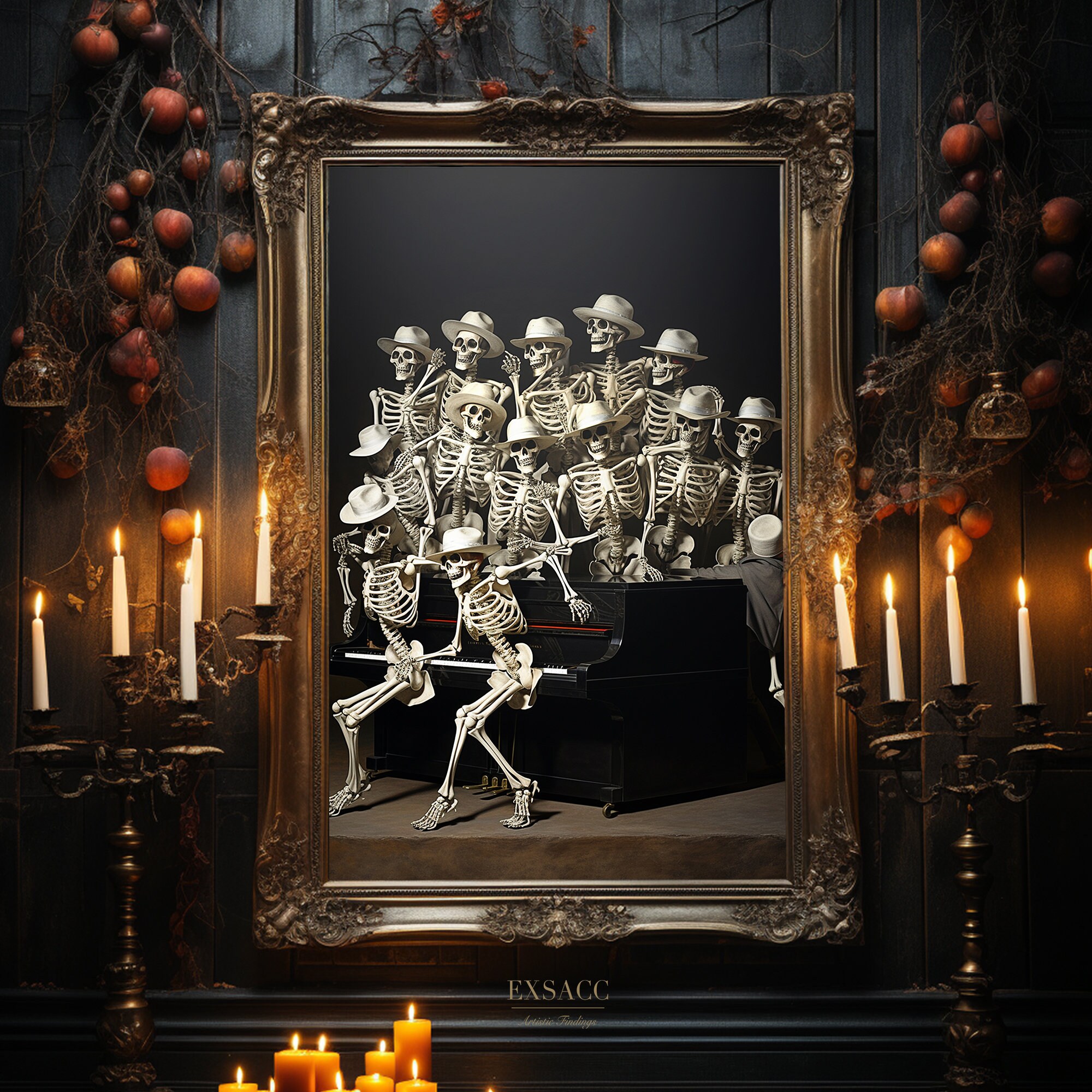 Happy Halloween Decor Skeleton Piano Band High Resolution - Etsy
