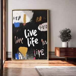 Large Abstract Graffiti Inspire Canvas Wall Art | Ready to Hang Home Decor Gift | Float Frame Options