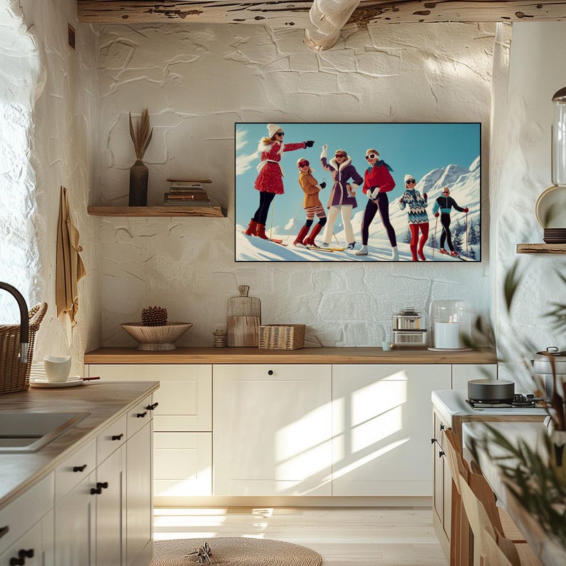 Apres Ski Art, Samsung Frame TV Art Winter, Desktop Wallpaper, Includes
