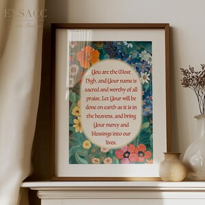 Prayer Printable Islamic Wall Art Vintage Floral Pattern, Muslim Eid Gift Digital Print Download