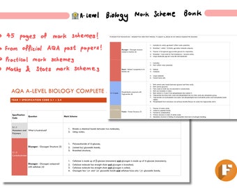 A-Level AQA Biology Mark Scheme Bank | 45 Pages | Year 1 & 2 | Nail your Exam | Revision Resources