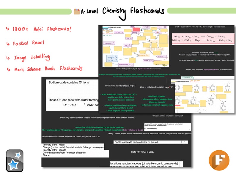 COMPLETE Alevel Chemistry Anki Flashcards 3200 Cards AQA, OCR A