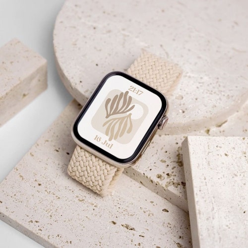 Khaki Braided Apple Watch Band Elastic Knitted Watch Strap Etsy