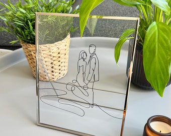 Custom Line Art Portrait from Photo, Personalised portrait, wedding anniversary, Digital Drawing, Family illustration, wedding gift.