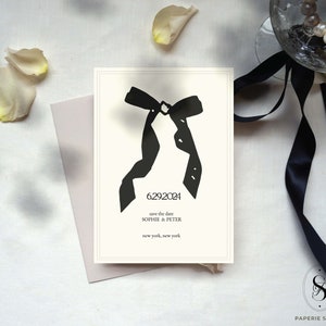 Hand-Drawn Bow Illustration, Save the Date Template - Dreaming of a Chic Minimalist Affair, V2