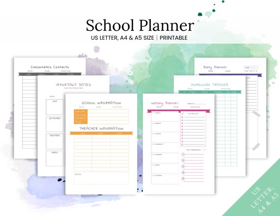 School Planner Printable Student Planner Parent Planner - Etsy