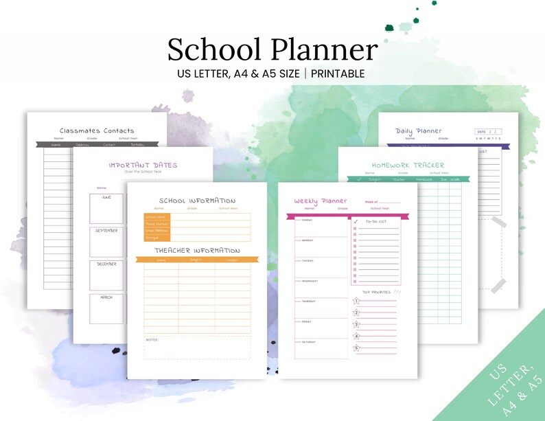 School Planner Printable Student Planner Parent Planner - Etsy