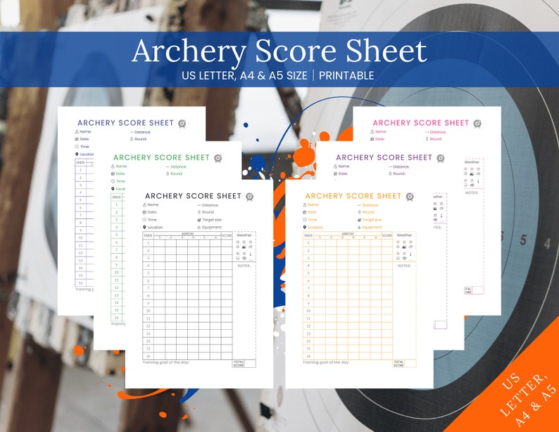 Archery Score Sheet Printable PDF Archery Training Log Etsy