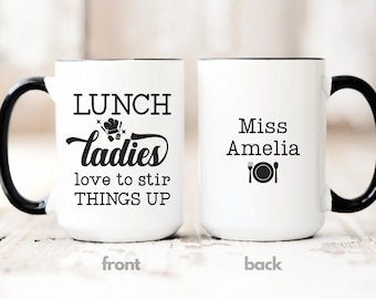 Taza divertida para la señora del almuerzo, regalos para la señora del almuerzo, taza de café para el equipo del almuerzo, taza del equipo del almuerzo, regalo para el personal escolar del equipo de la cafetería