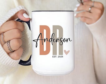 Personalized Doctor Mug, Doctor Graduation Gift, Doctor Coffee Cup, Custom Gift for Doctor, Doctor Name Mug, New Doctor Gift Est New DR Gift