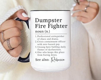 Taza divertida con diseño de basurero: taza de café personalizada de 325 ml o 445 ml para jefe, compañero de trabajo, supervisor o colega.