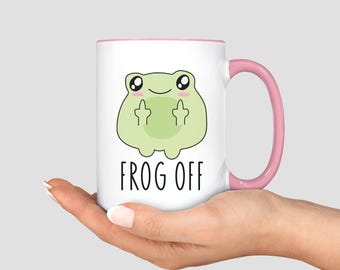 Middle Finger Frog Coffee Cup, Funny Frog Mug, Frog Lover Gift, Sarcastic Work Mugs, Profanity Mug, Frog Emote Coffee Mug, Coworker Gift