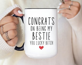 Regalo divertido para mejor amiga, felicitaciones por ser mi mejor amiga, taza de café para mejor amiga, regalo personalizado para mejor amiga, regalo de cumpleaños para mejor amiga, taza para mejor amiga.
