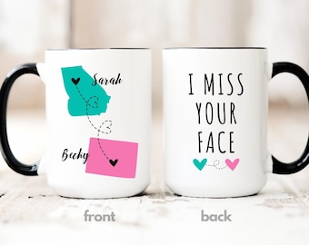 I Miss Your Face Mug, Personalized Long Distance State to State Gift, Long Distance Bestie Gifts, Long Distance Relationship Gifts, Mom Gift