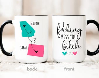 Regalo para mejor amiga a distancia, taza "Te extraño, puta", taza "Mudanza", regalo de cumpleaños para amiga a distancia