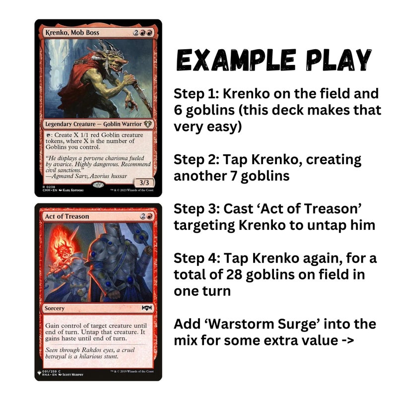 Krenko, Mob Boss Goblin Tribal Deck Custom Commander Deck MTG EDH Magic the Gathering Goblin