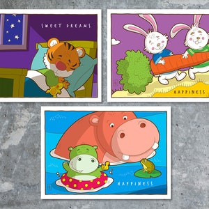 Set nº 2 con animales - 3 postales 7.8x12.7 cm (7x5 pulgadas) - Momentos felices