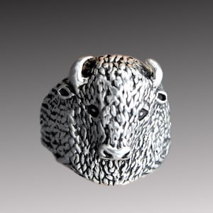 Buffalo or Bison Ring Sterling Silver .925 Men&#39;s Ring size 8-15
